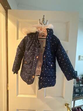 4T Carter's Little Girls' Navy & Gold Dot Outerwear Coat, Navy